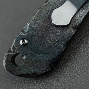 Time honored sculpture-Folding knife with rock texture and titanium alloy handle