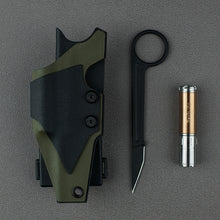 Load image into Gallery viewer, Handmade EDC Bastinelli Picoeur and Fenix 15th flashlight Quick-pull Kydex Sheath Waist Clip Toolkit Flashlight Sheath